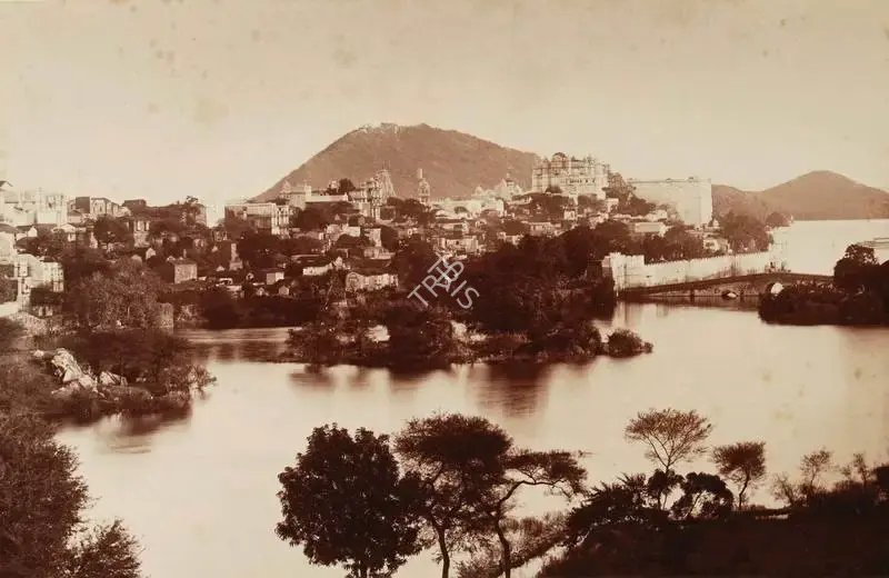 Lala Deen Dayal (Photographer), City and lake from north hill. Odeypur, 1890, Antiquarian Photograph