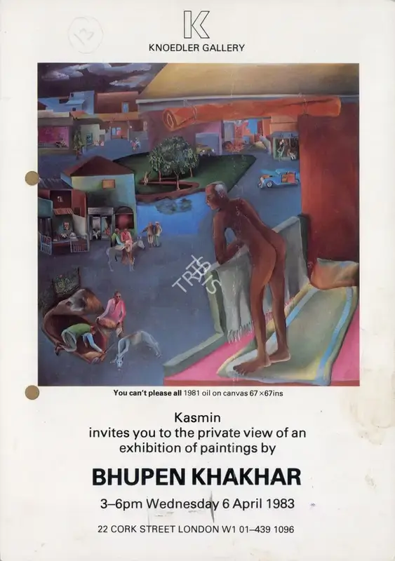 Bhupen P. Khakhar (Artist), An Exhibition of Paintings by Bhupen Khakhar, 1983, Solo Exhibition Invitation