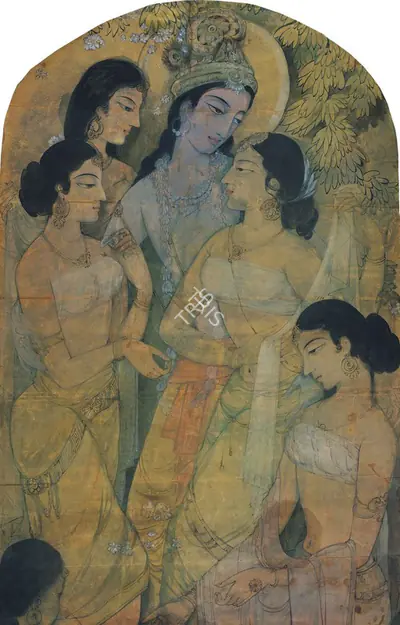 Ramgopal Vijaiwargiya (Artist), Untitled (Krishna with Gopis), 1930, Painting