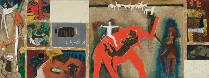 Husain, M.F. (Artist). Untitled, 1956 | Painting, Ch.Lon/10.06.15, 2015 · Christie's