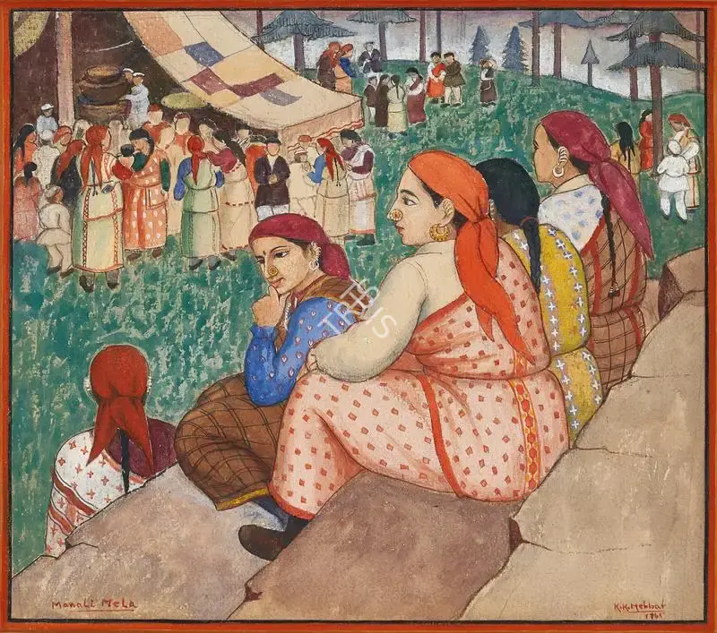 K.K. Hebbar (Artist), Manali Mela, 1945, Painting