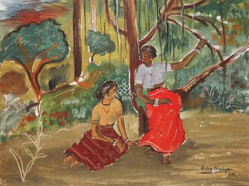 Sailoz Mookherjea (Artist), At Rest, 1953, Painting