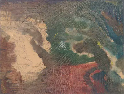 Sailoz Mookherjea (Artist), Man in a storm, Painting