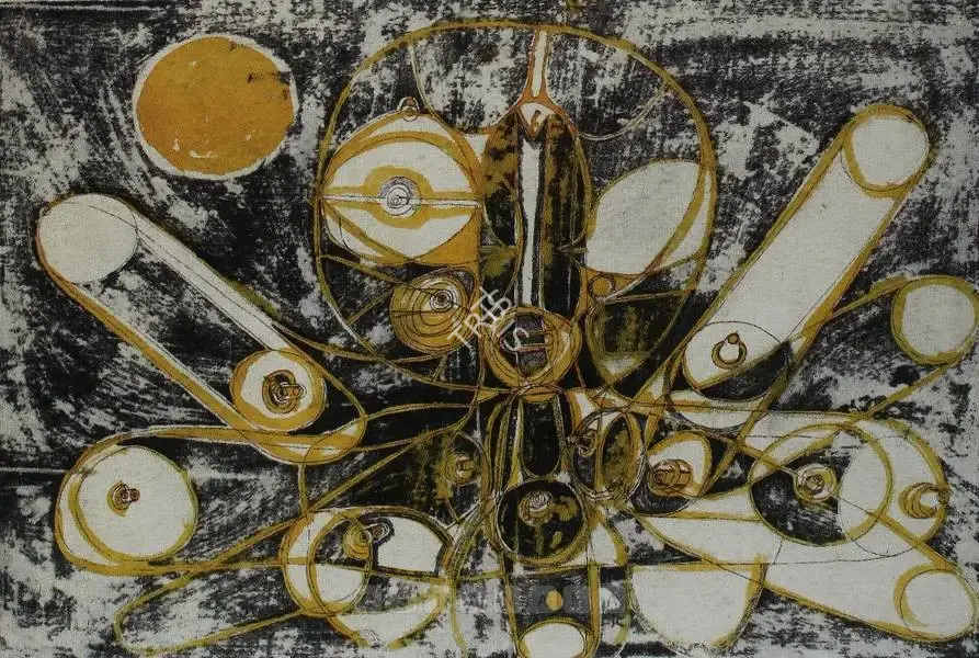 Avinash Chandra (Artist), Composition In Gold And Black, 1961, Painting