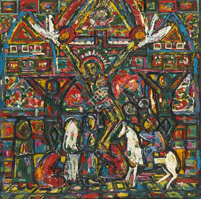 F.N. Souza (Artist), Golgotha in Goa, 1948, Painting