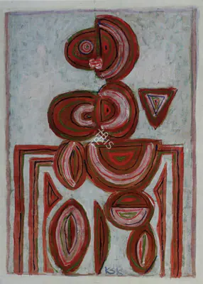 K.S. Kulkarni (Artist), Untitled (Woman in Red), Painting