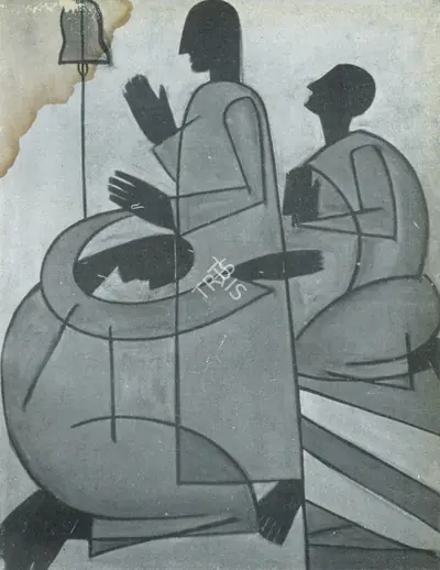 Biren De (Artist), The Monks, Painting
