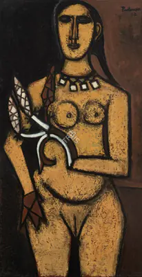 Akbar Padamsee (Artist), Woman with Corn, 1952, Painting