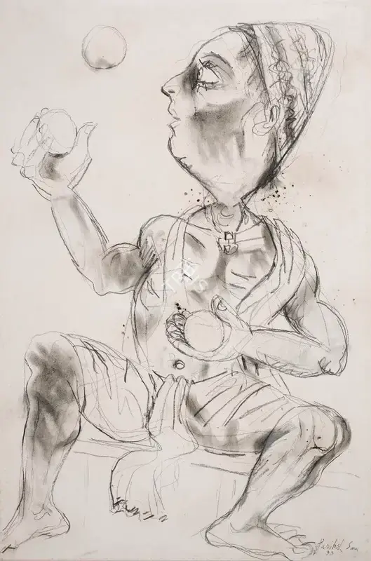 Paritosh Sen (Artist), Untitled (Juggler), 1993, Painting