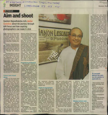 Gautam Rajyadhaksha tells Meher Castelino about his Journey Through soft focus and how Aspiring Photographer can make it click, 2005, Newspaper Clipping