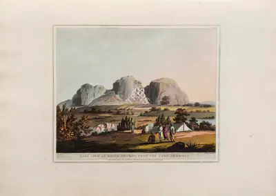 Harraden (Printmaker), East view of Shole Ghurry, from the Camp at Arnee, 1804, Aquatint