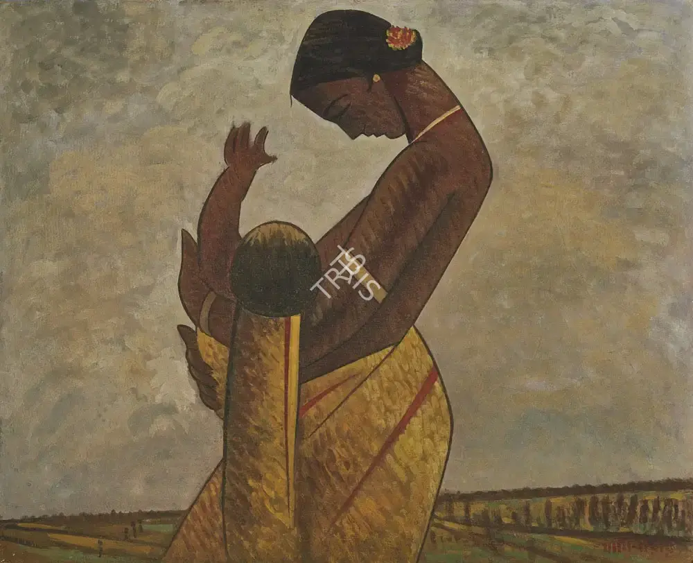 Jamini Roy (Artist), Untitled (Mother and Child), 1930, Painting