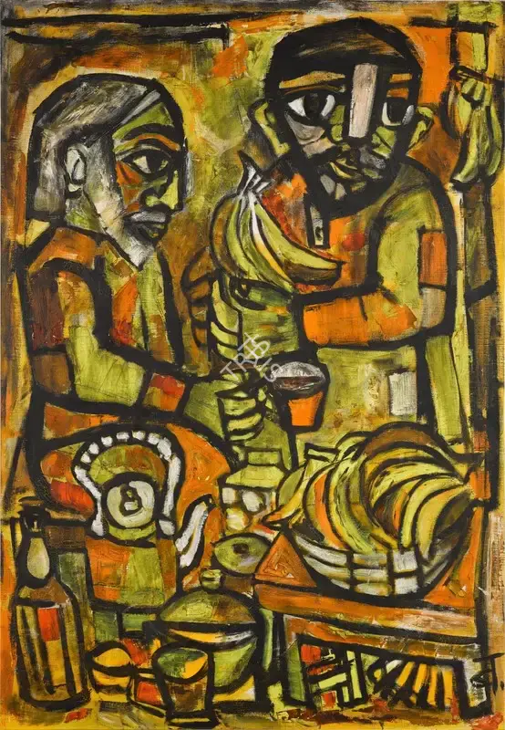 Badri Narayan (Artist), The Saint at the Eating-Stall, 1964, Painting