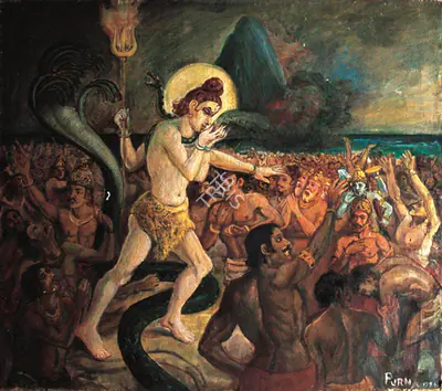 P.C. Chakravorty (Artist), Siva, 1986, Painting