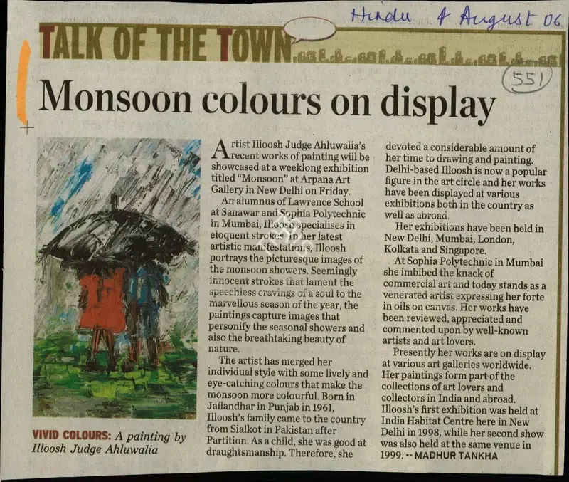 Madhur Tankha (Reporter), Monsoon Colours on Display, 2006, Newspaper Clipping