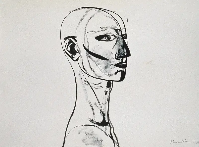 Dhruva Mistry (Artist), Study for Head, 1979, Drawing
