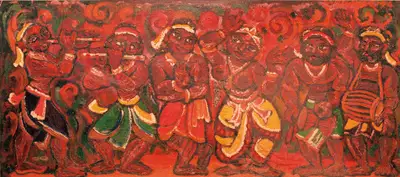 Chittaprosad (Artist), Santhal Dance, 1954, Painting