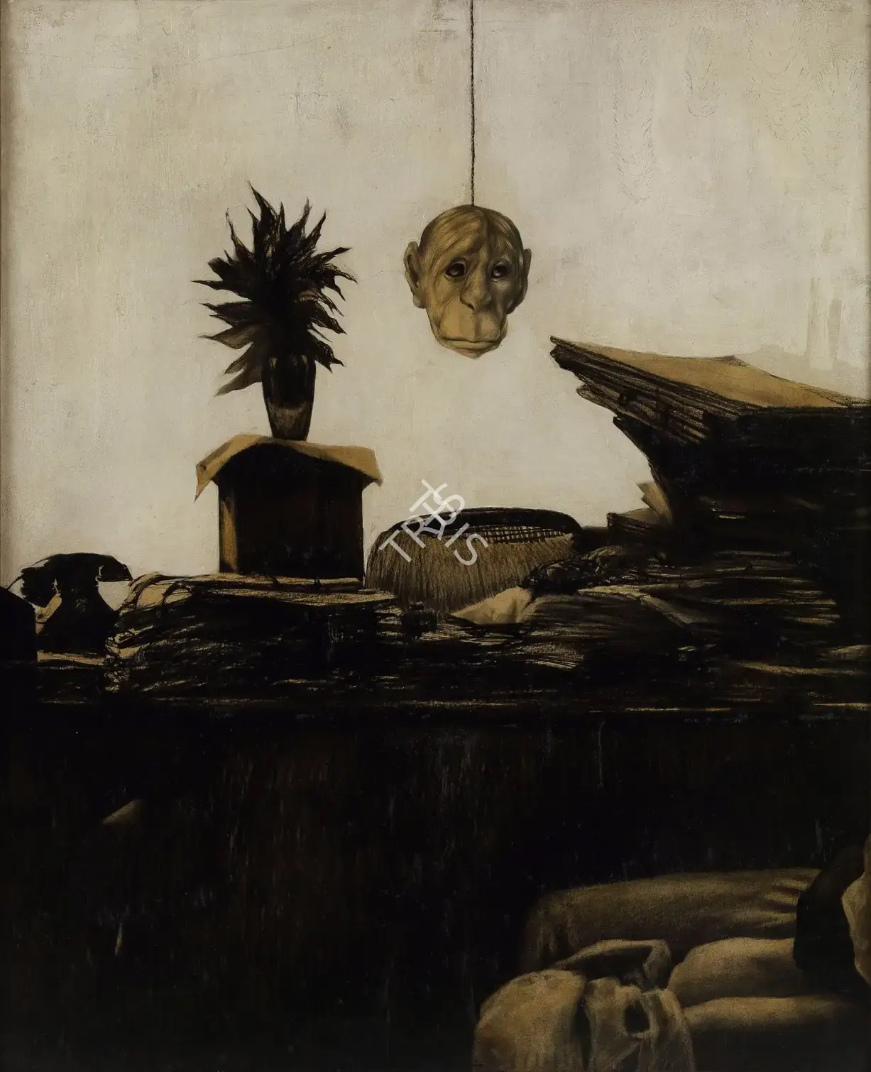 Bikash Bhattacharjee (Artist), Untitled (In his Office), 1975, Painting