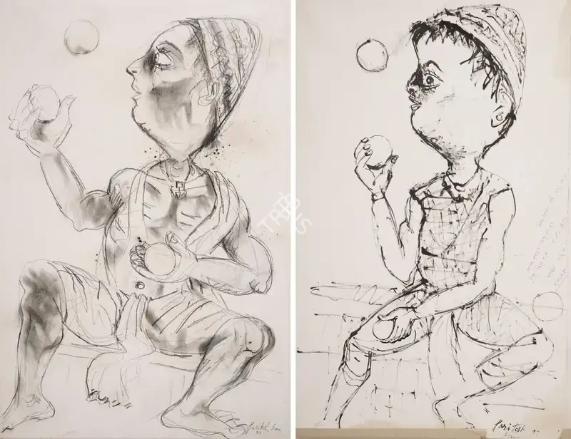 Paritosh Sen (Artist), Untitled (Juggler), 1993, Drawing
