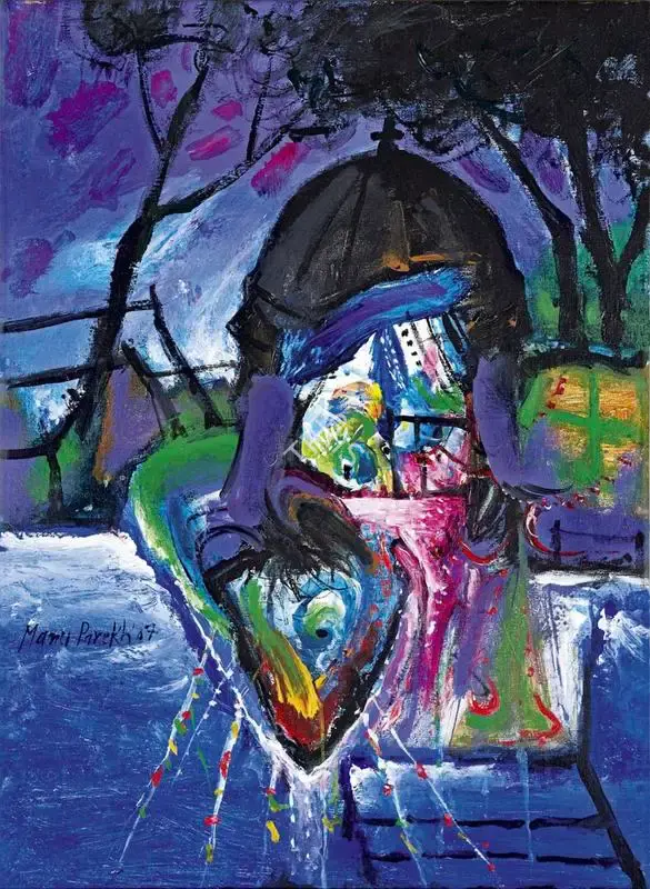 Manu Parekh (Artist), Colour of Temple, 2007, Painting