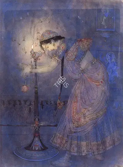 Ustad Allah Bukhsh (Artist), Deepak Raag, Painting