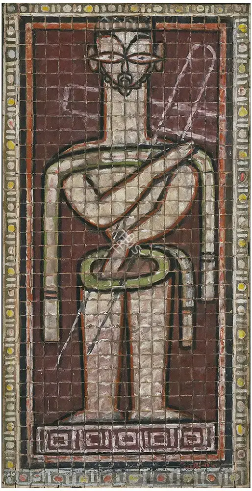 Jamini Roy (Artist), Christ And The Cross, 1930, Painting