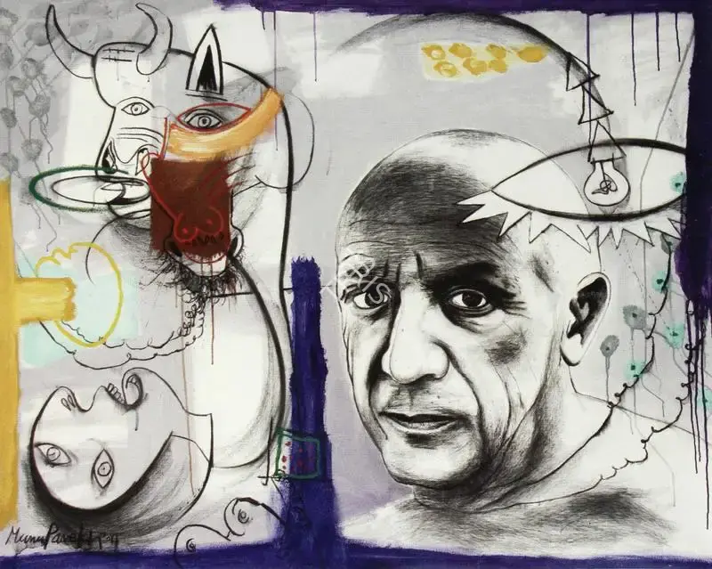 Manu Parekh (Artist), Remembering Picasso, 2004, Painting