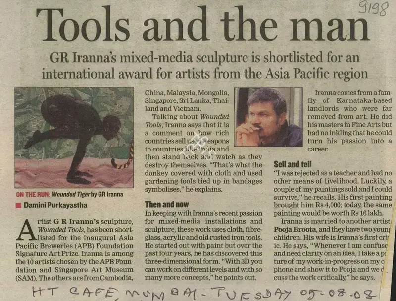 Damini Purkayastha (Reporter), Tools and the Man, 2008, Newspaper Clipping