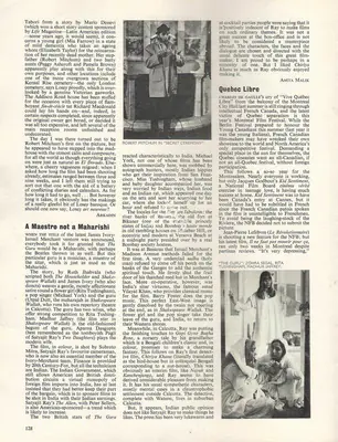 Amita Malik (Essayist), A Maestro not a Maharishi, 1968, Essay