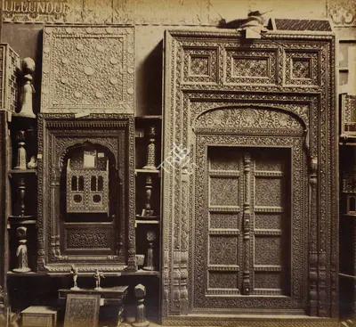 Shew Shankar Narayan (Photographer), Carved, inlaid and lacquered Wood Work - Punjab Court, 1883, Antiquarian Photograph