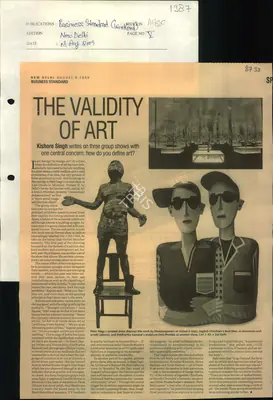 Kishore SIngh (Reporter), The Validity of Art, 2009, Newspaper Clipping
