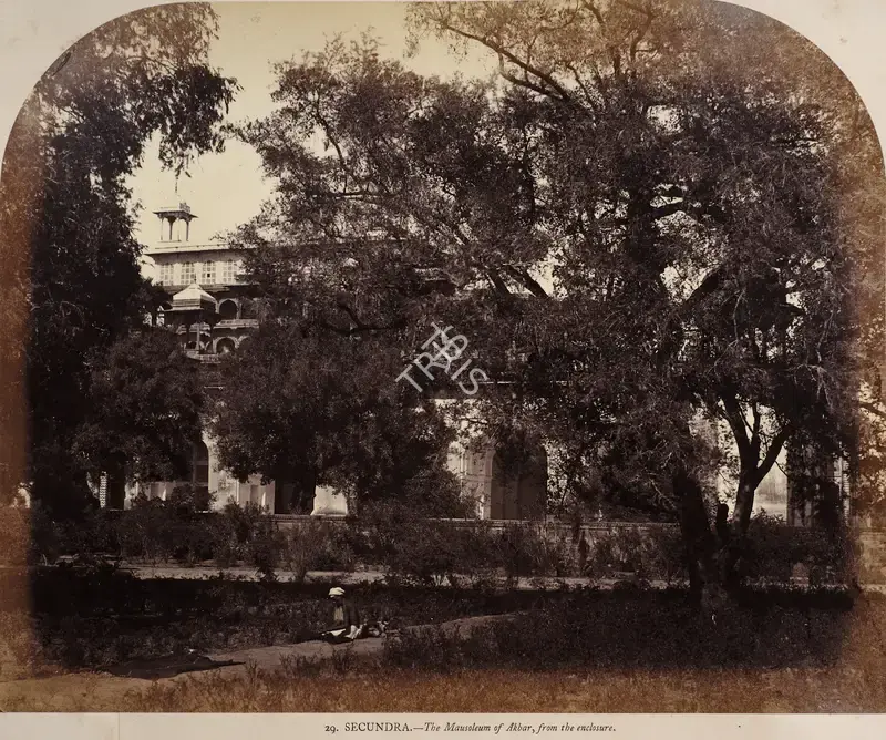Eugene Clutterbuck Impey (Photographer), Secundra - The Mausoleum of Akbar, from the enclosure, Antiquarian Photograph