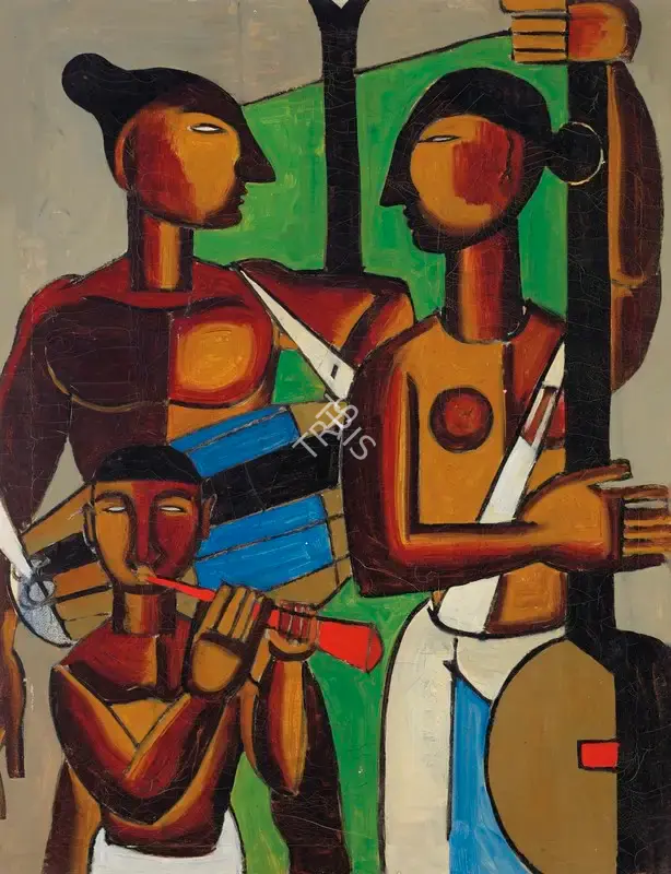 De, Biren (Artist). Untitled (Vaishnavites), 1955 | Painting, Ch.NeY/17.03.21, 2021 · Christie's