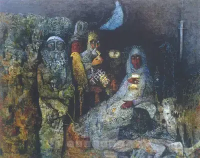 Arup Das (Artist), Medieval Conspiracy, 1991, Painting