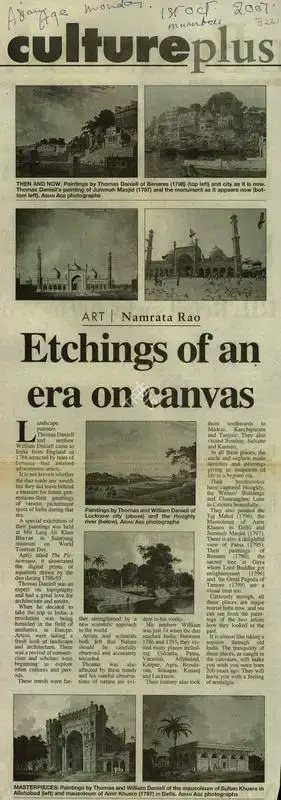 Namrata Rao (Reporter), Etchings of an Era on canvas, 2007, Newspaper Clipping