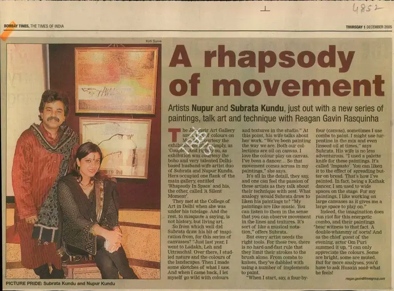 Reagan Gavin (Reporter), A Rhapsody of Movement, 2005, Newspaper Clipping