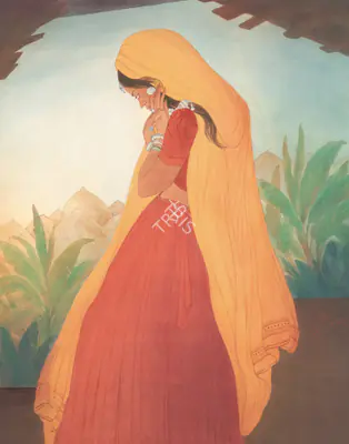 M.A.R. Chughtai (Artist), Untitled (Hasrat stare), 1960, Painting