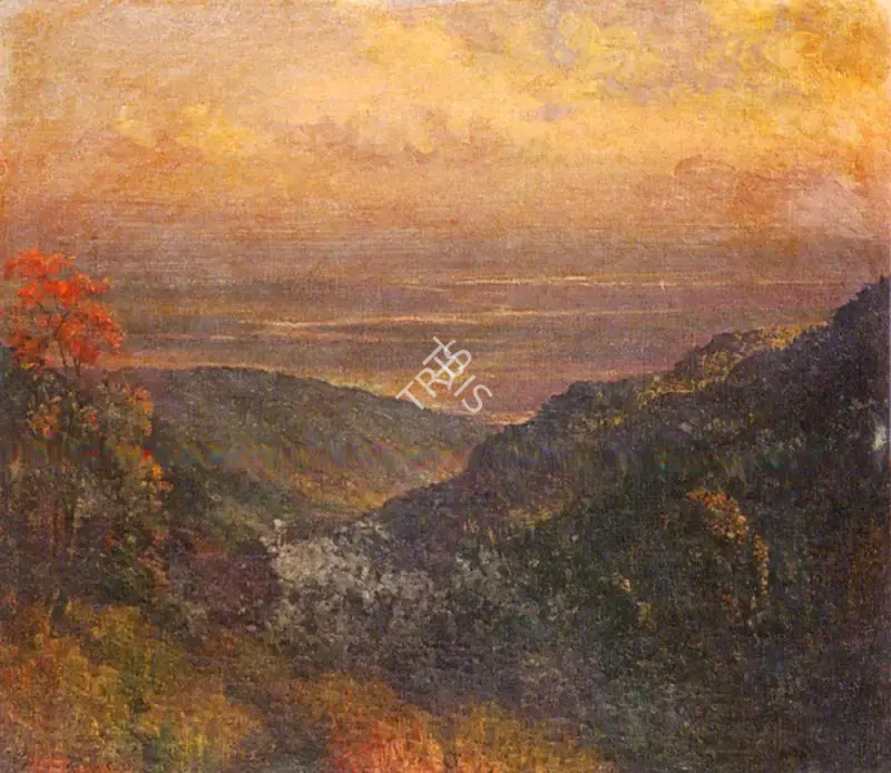 J.P. Gangooly (Artist), Mountain Landscape, Painting