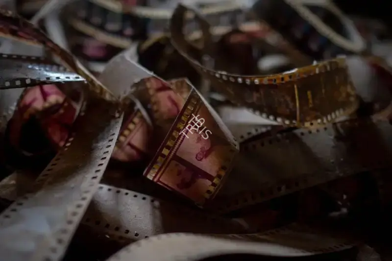 Hemant Chaturvedi (Photographer), Discarded 35 mm reel at Shalimar Talkies, New Delhi, 2024, Contemporary Photograph