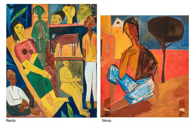 Ramkumar (Artist), Untitled (Family Group and Figure in Landscape), 1949, Painting