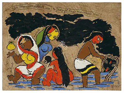 M. F. Husain (Artist), Job Charnock's Kolikata 1690 to Satyajit Ray's Mahanagar 1990, 1990, Painting