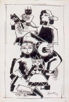 M.F. Husain (Artist), Untitled, 1953, Drawing