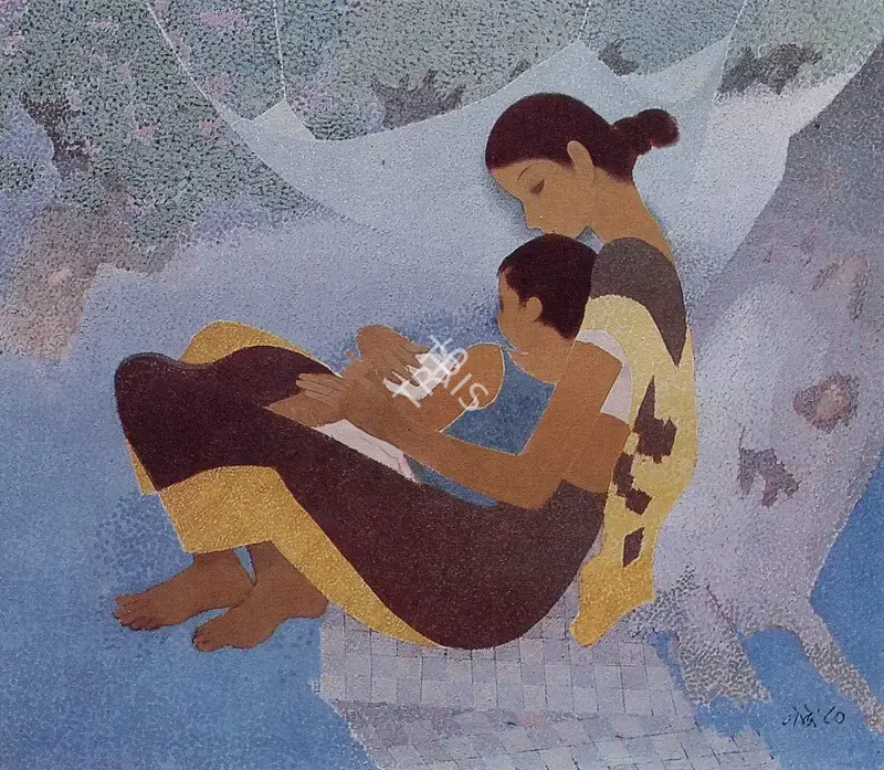 N.S. Bendre (Artist), Mother and Child, 1980, Painting