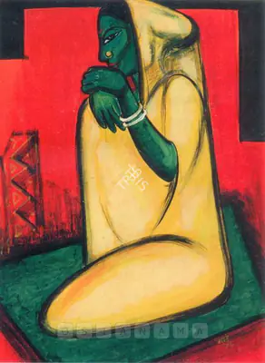 H.A. Gade (Artist), A Santhal Woman, 1948, Painting