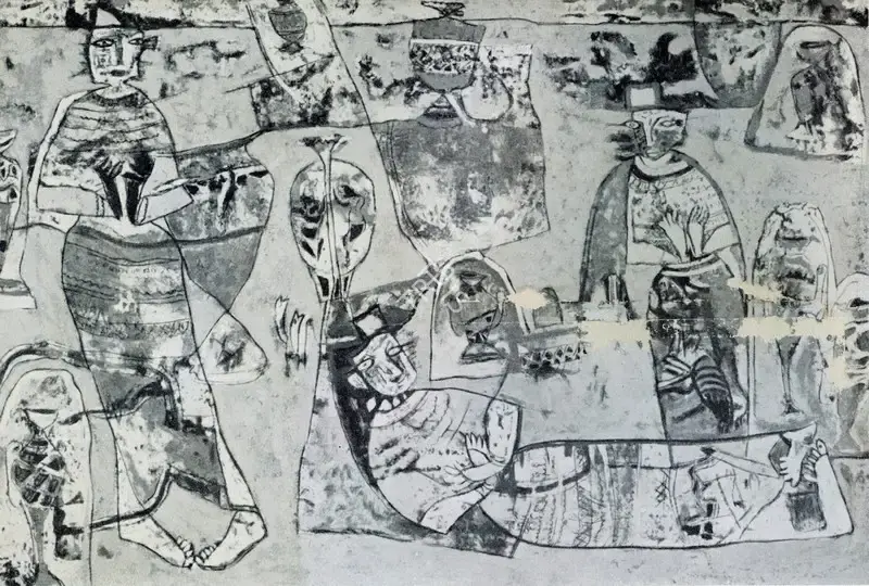 Mohan Samant (Artist), Drunk into the Scarlet Mood, 1953, Painting