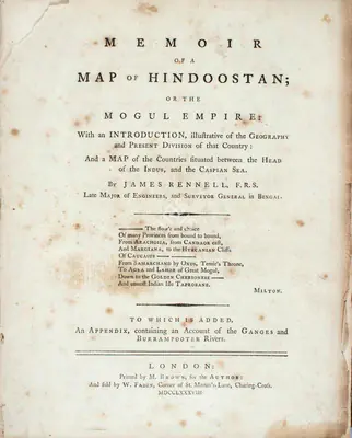 James Rennell (Author), Memoir of a Map of Hindoostan; or the Mogul's Empire, 1788, Authored Antiquarian Book