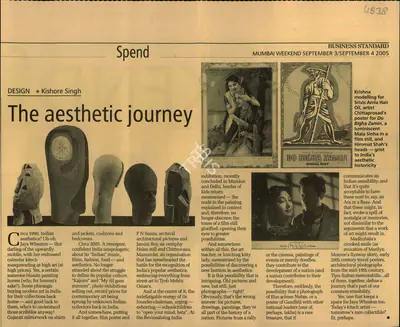Kishore Singh (Reporter), The Aesthetic Journey, 2005, Newspaper Clipping