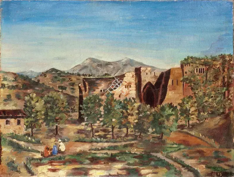 N.S. Bendre (Artist), Landscape, 1945, Painting