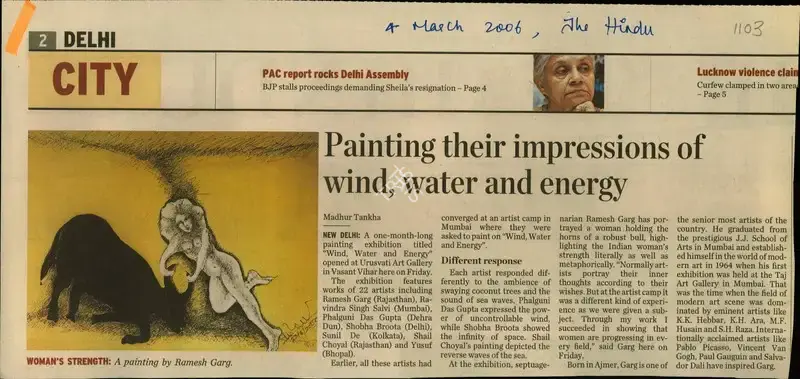 Madhur Tankha (Reporter), Painting Their Impressions of Wind, Water and Energy, 2006, Newspaper Clipping
