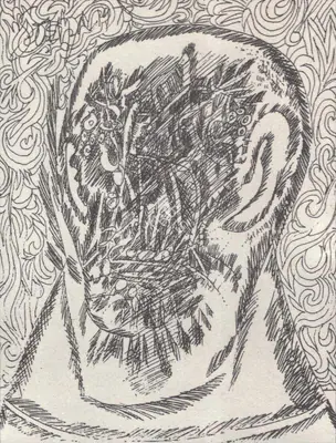 F.N. Souza (Artist), Head, 1968, Drawing